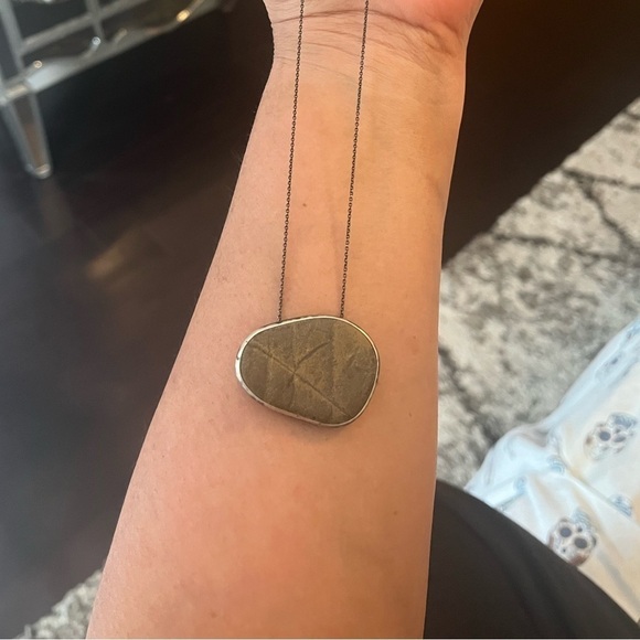 Jasper pendant necklace gemstone in sterling silver.  Beautiful statement piece - Picture 2 of 4